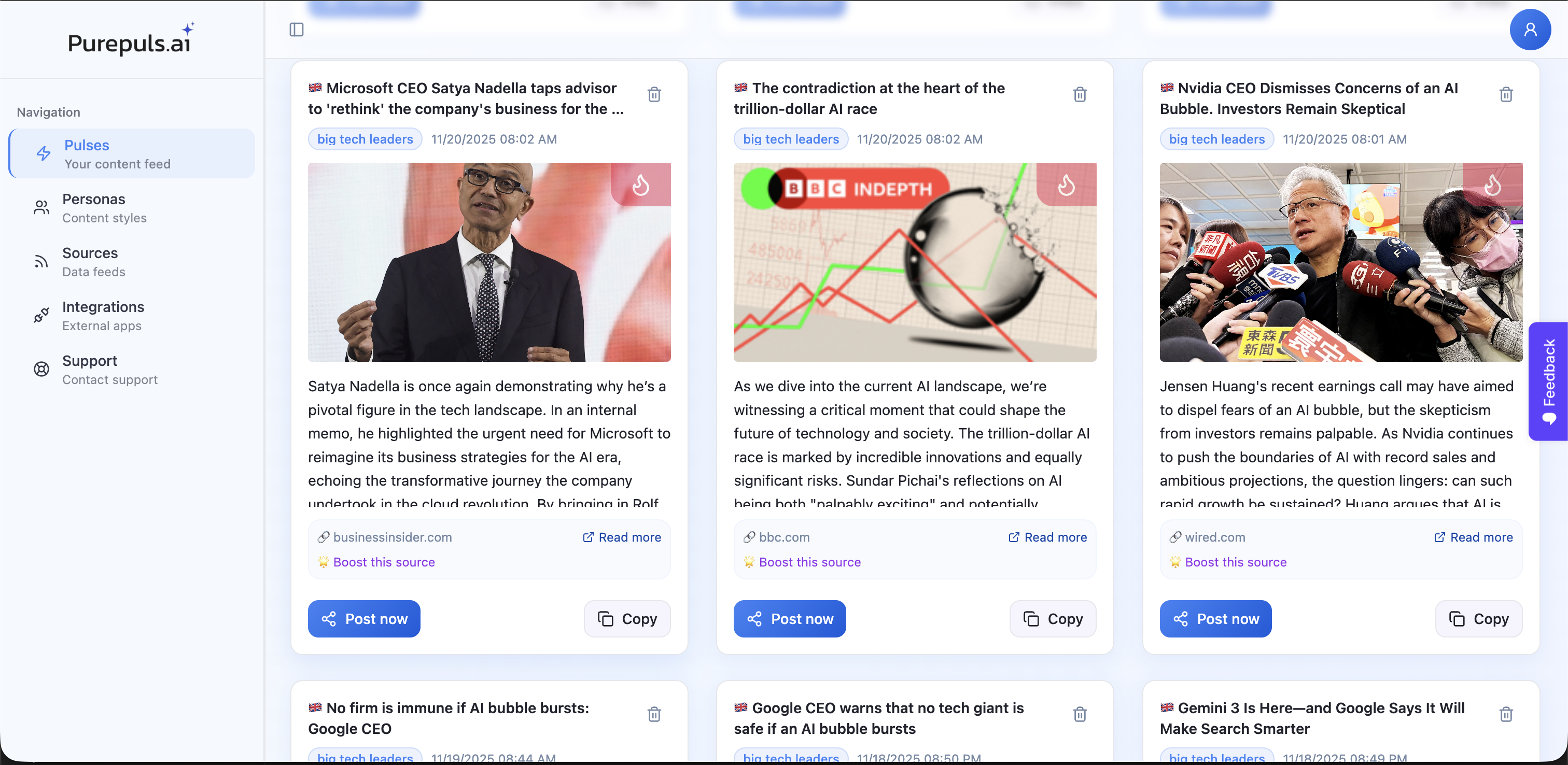 PurePuls.ai - Main product screenshot demonstrating key features and user interface