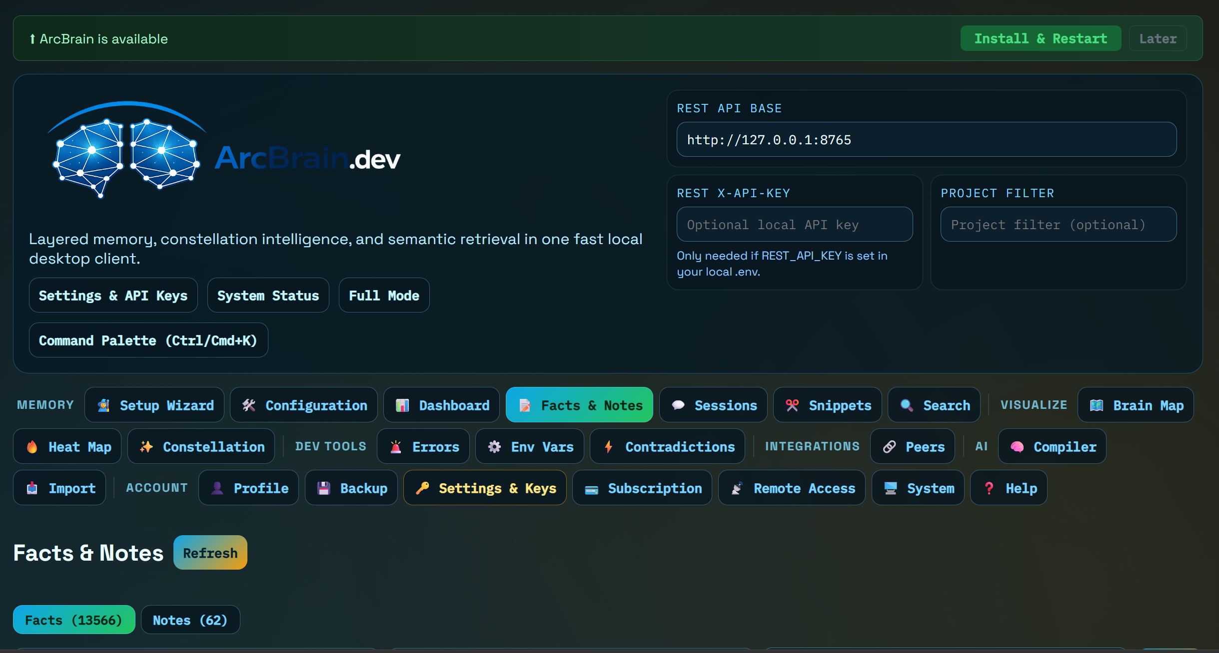 ArcBrain – Persistent AI Memory Layer gallery image