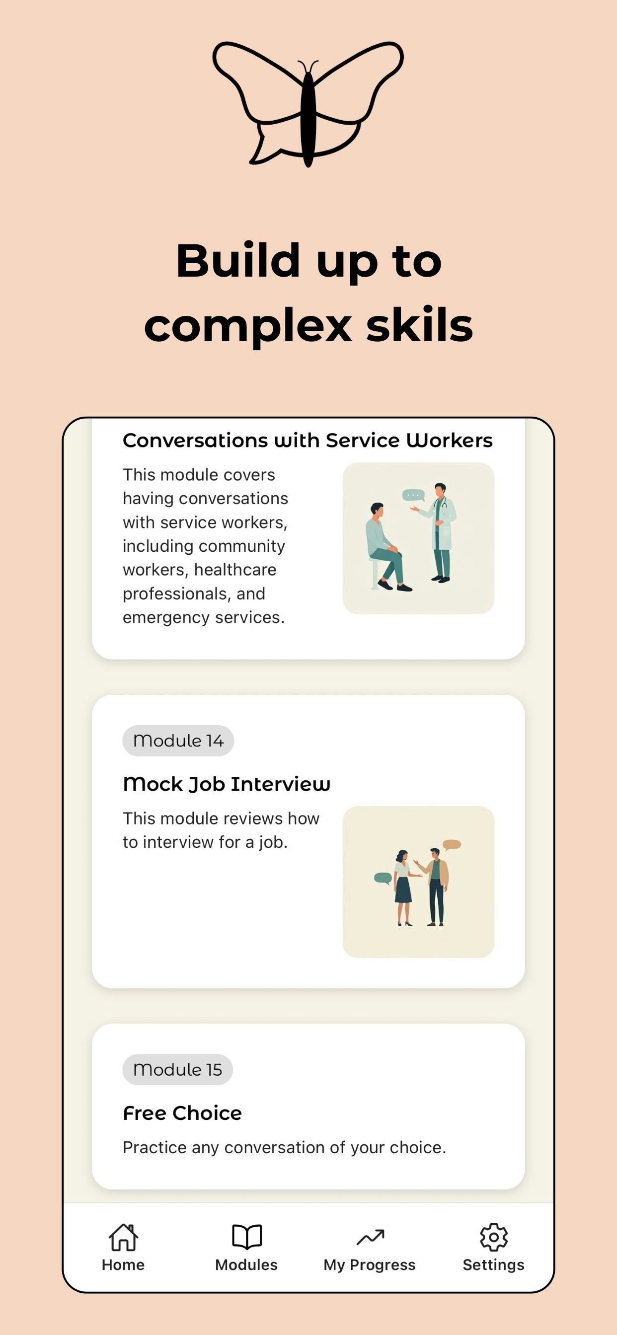 Chatterfly Social Skills App - Screenshot 3 showing product features and functionality