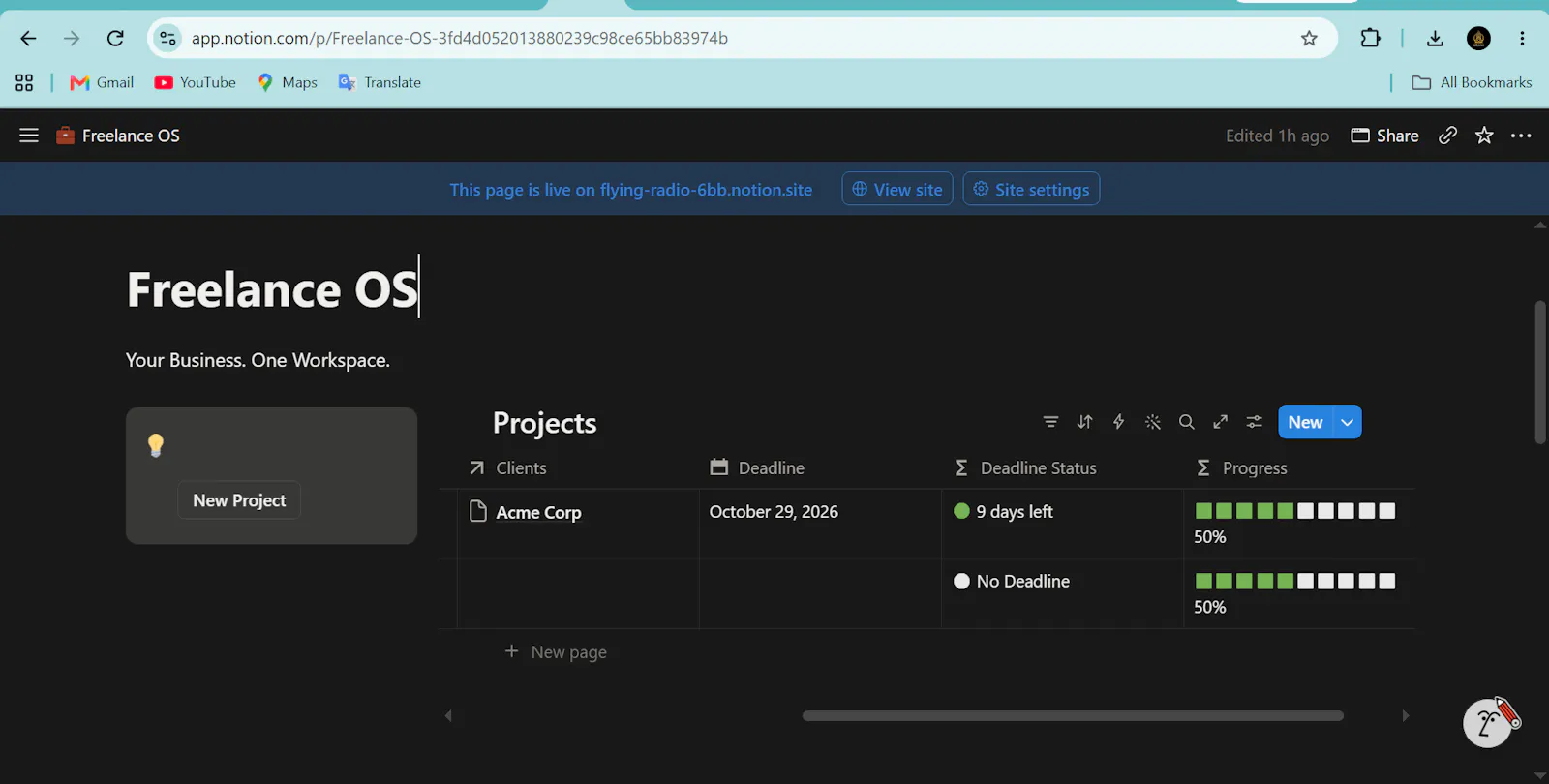 FreelanceOS - Executive Notion Dashboard screenshot 2