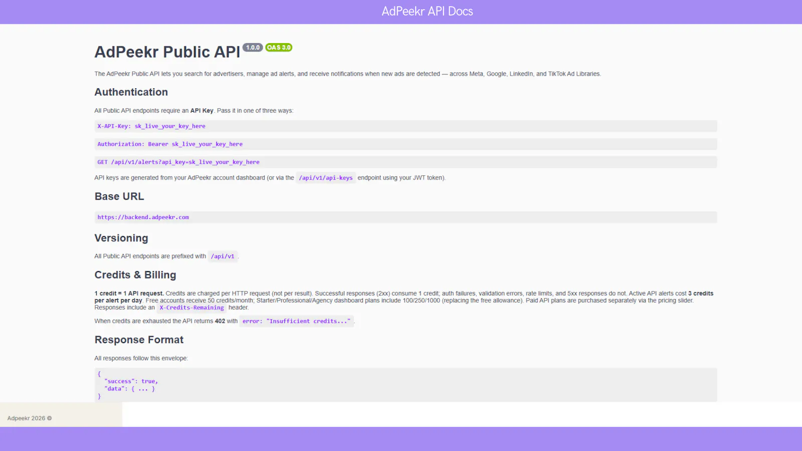 AdPeekr - API screenshot 4