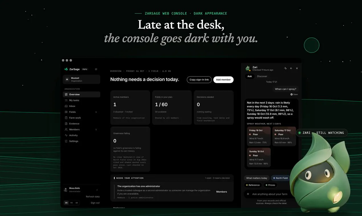 ZarSage Web Console gallery image