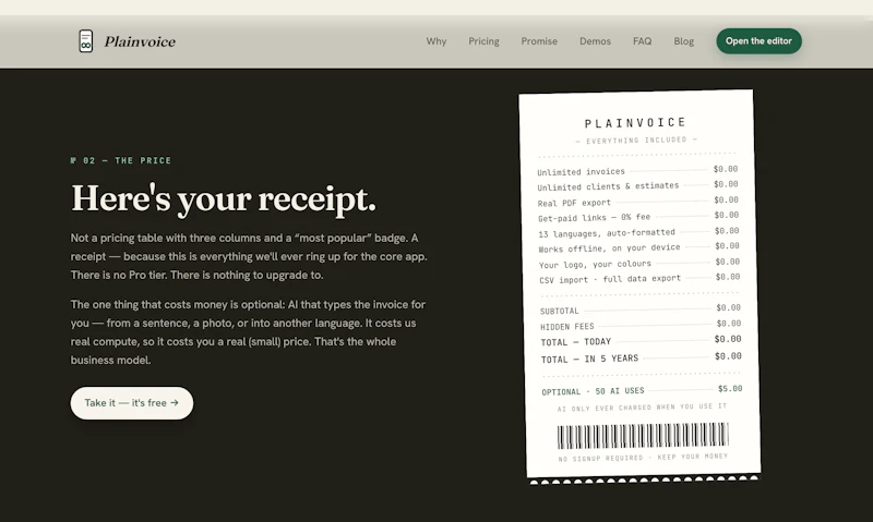 Plainvoice screenshot 2