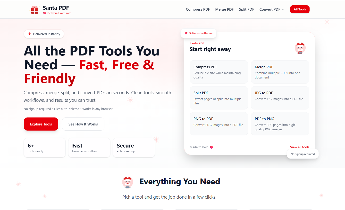 SantaPDF – Free PDF Tools (No Watermark)
