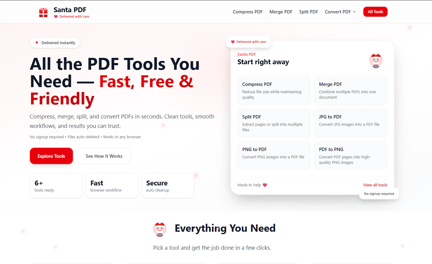 SantaPDF – Free PDF Tools (No Watermark)