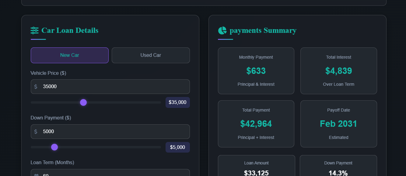 Car Loan Calculator - Screenshot 2 showing product features and functionality