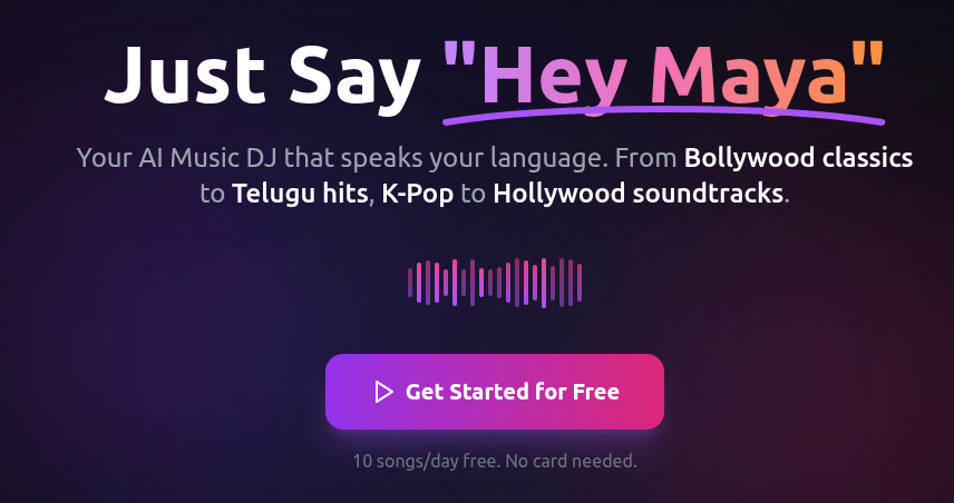 Hey Maya - Main product screenshot demonstrating key features and user interface