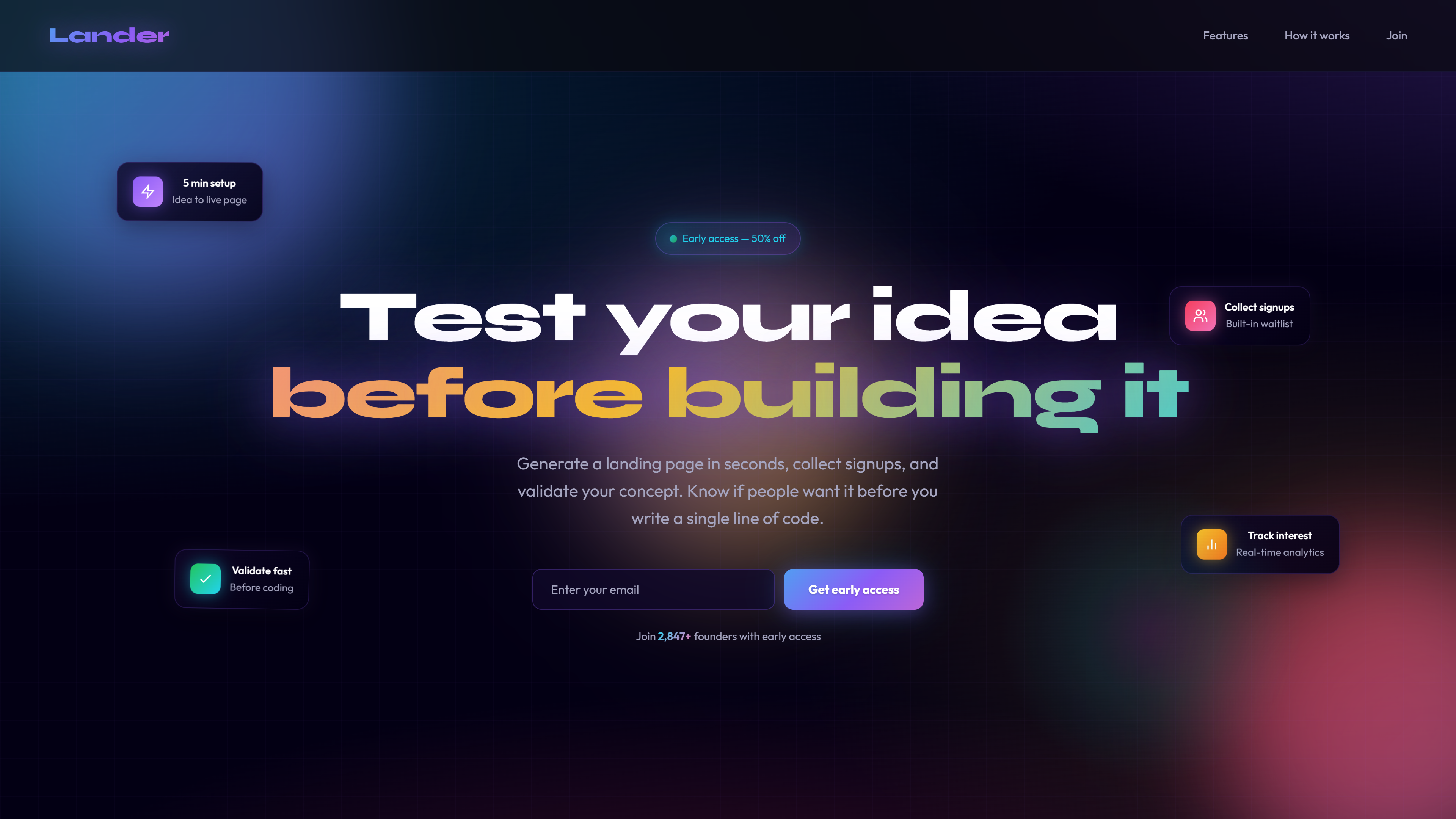 Lander - Main product screenshot demonstrating key features and user interface