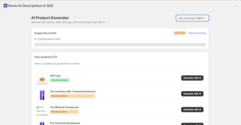 Genio AI Description & Seo screenshot 2
