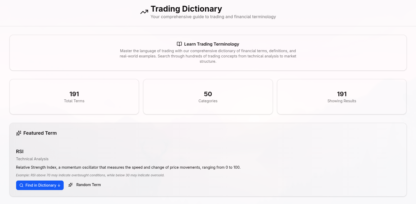 trading dictionary
