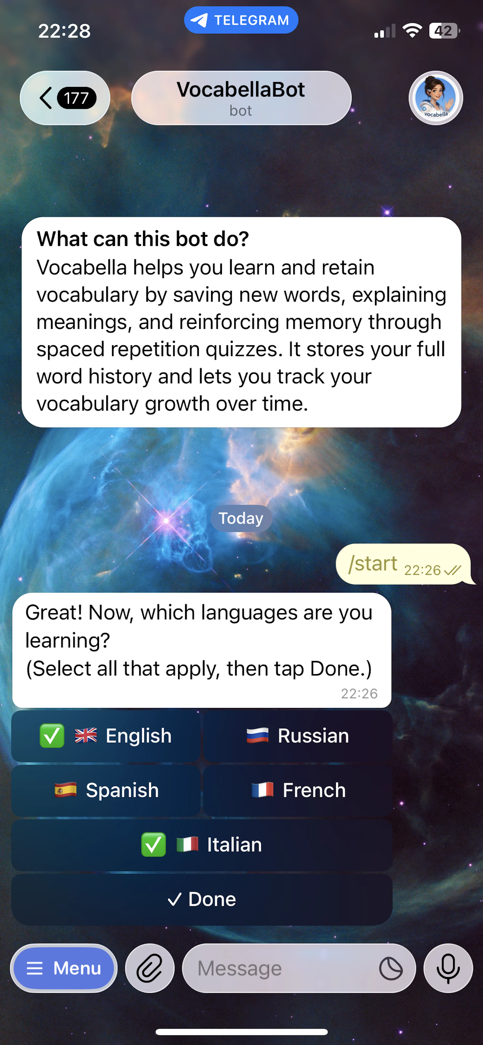 VocabellaBot screenshot 5
