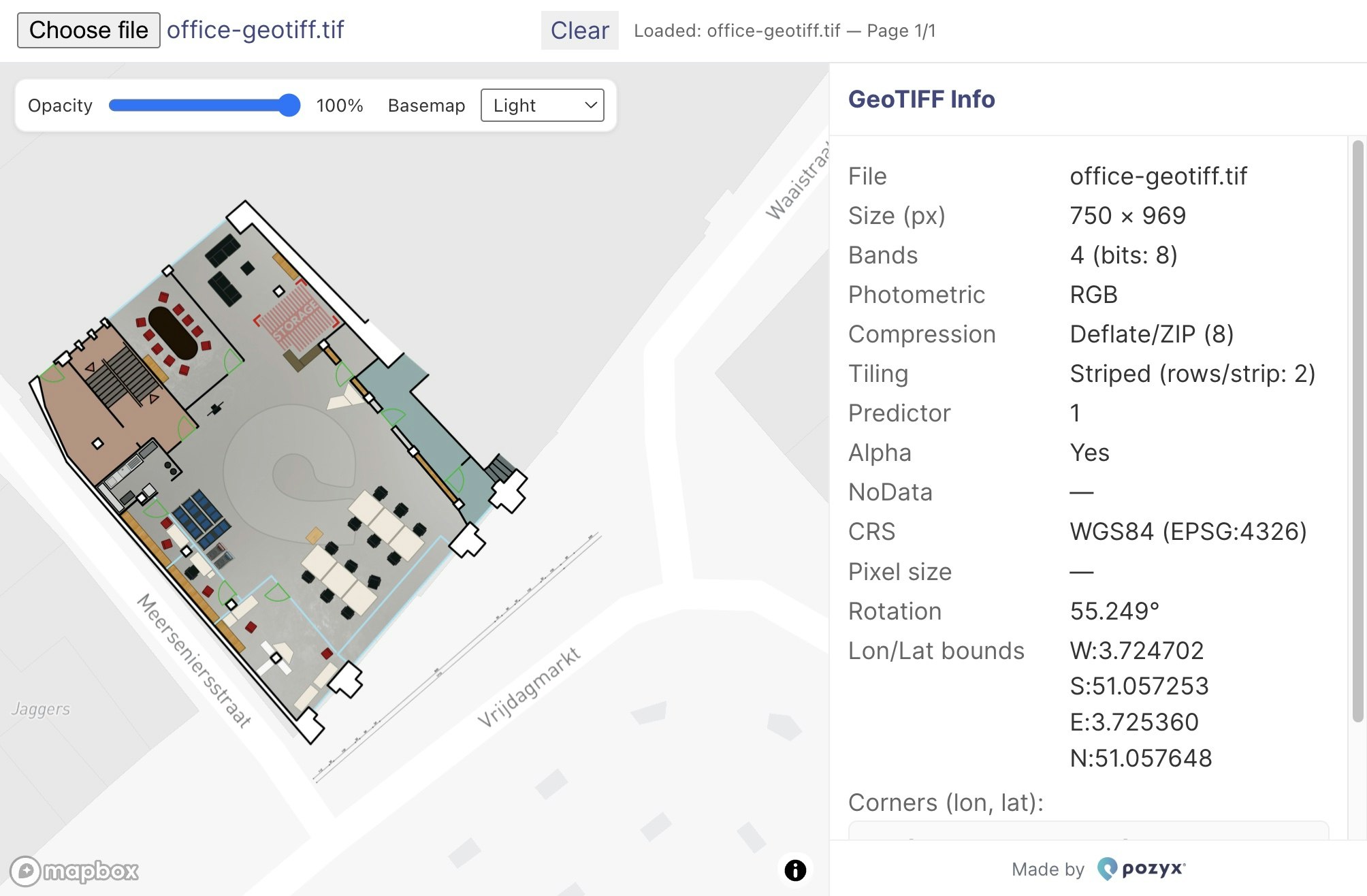 Pozyx online GeoTIFF viewer gallery image