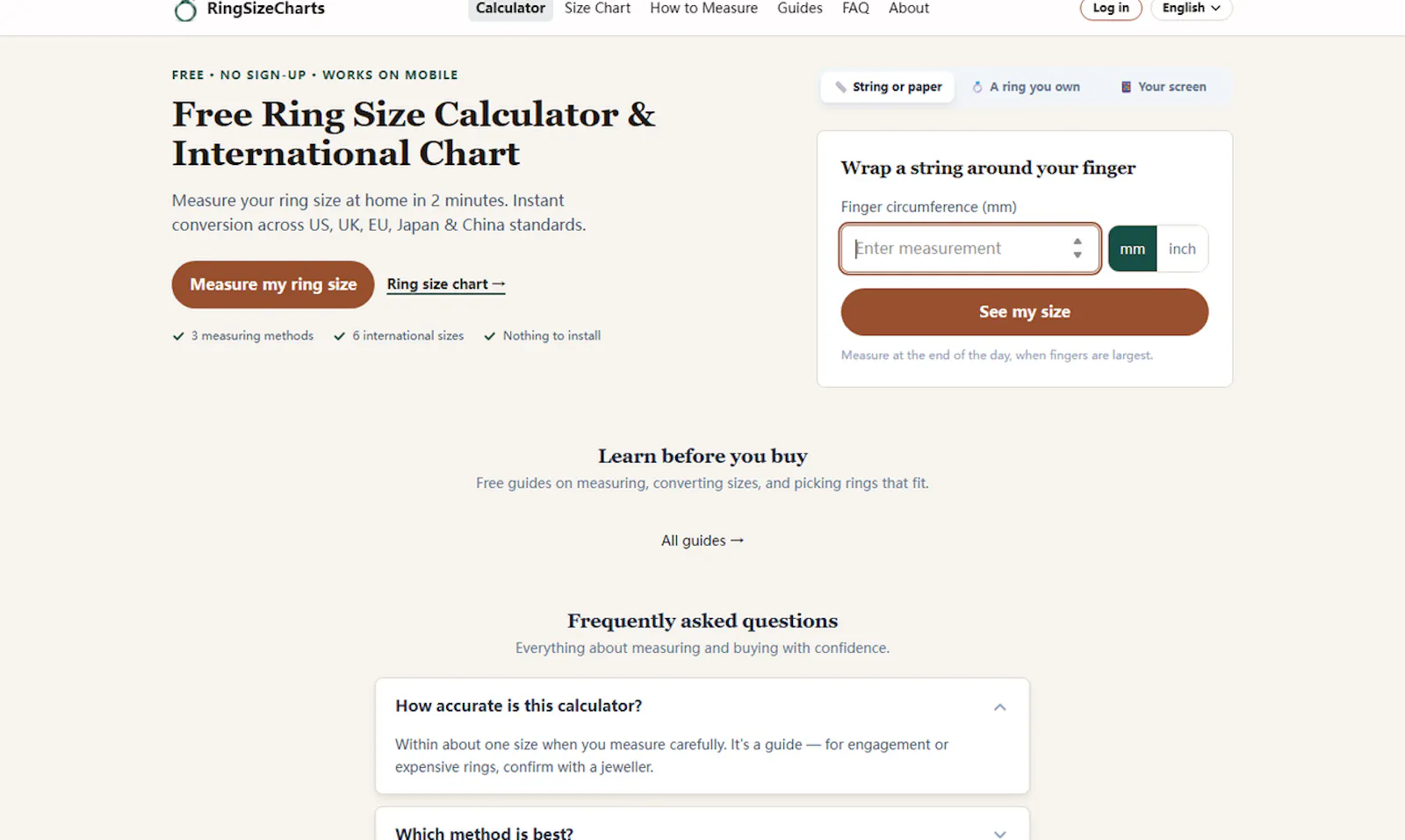 RingSizeCharts screenshot 1