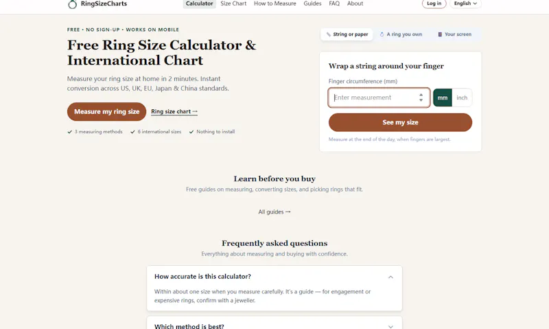 RingSizeCharts screenshot 1