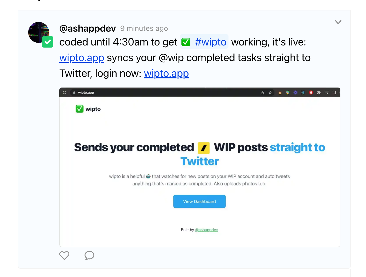 Wipro - Invia i post WIP completati direttamente su Twitter media 3