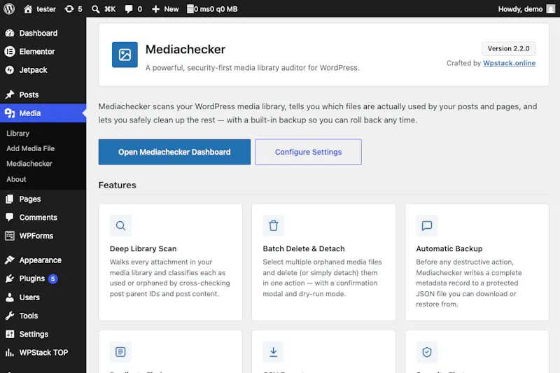Mediachecker - Wordpress Plugin screenshot 4