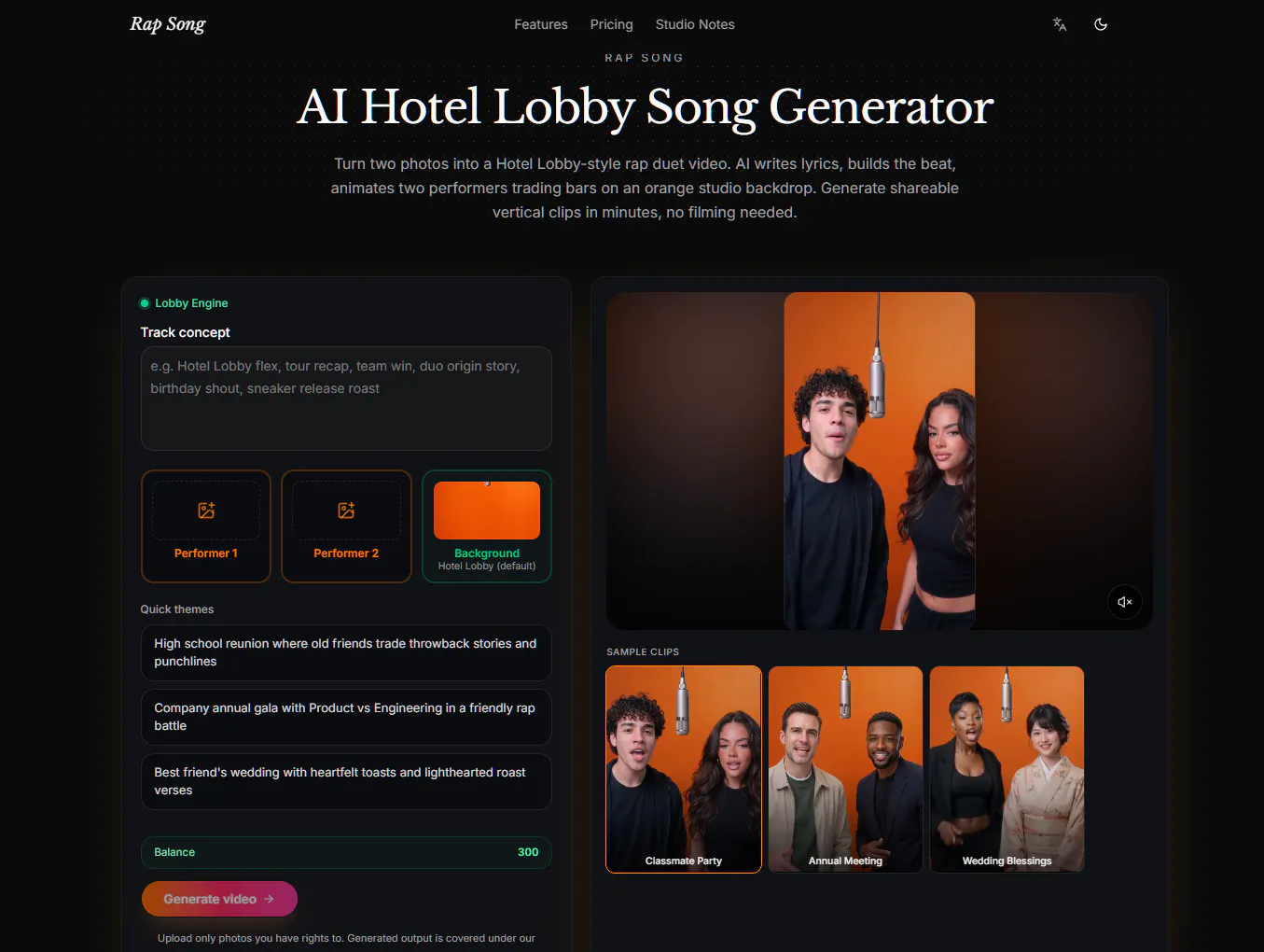 Rap Song — Hotel Lobby Song Generator gallery image