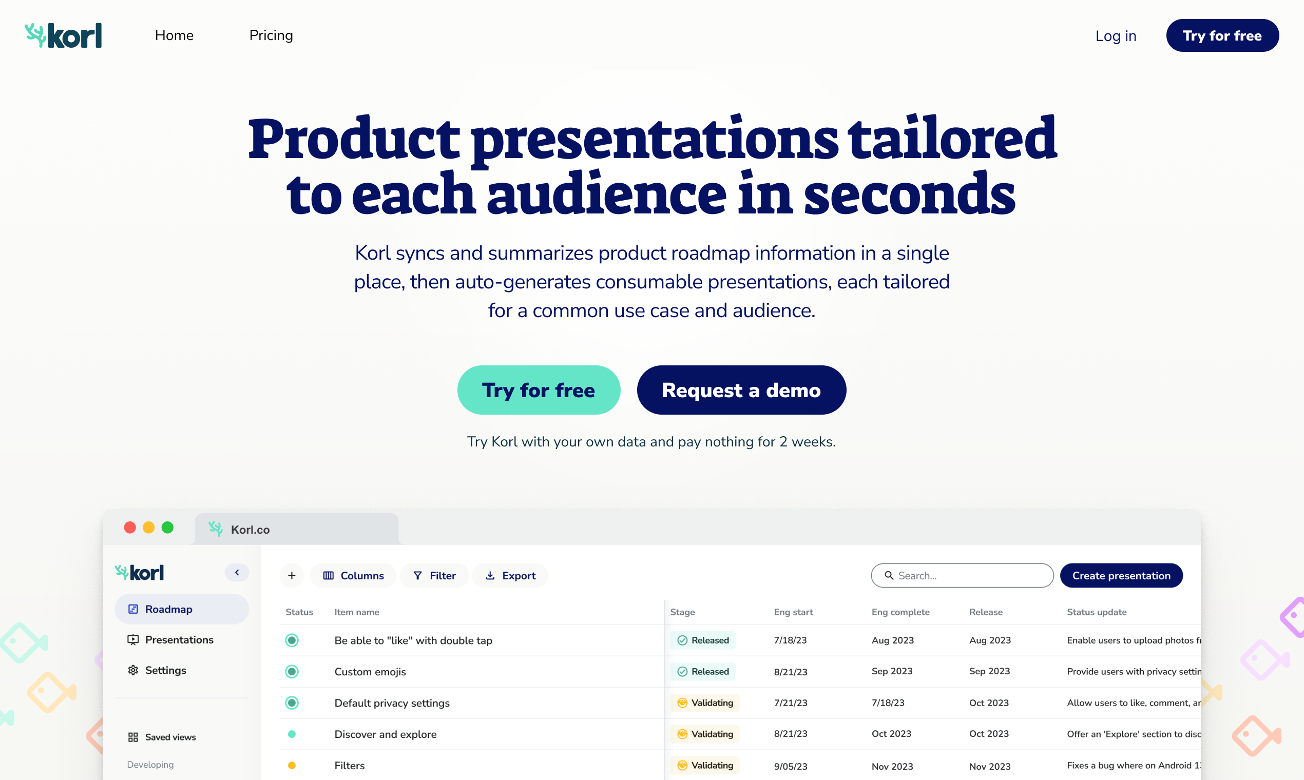 startuptile Korl-Product presentations tailored to each audience in seconds