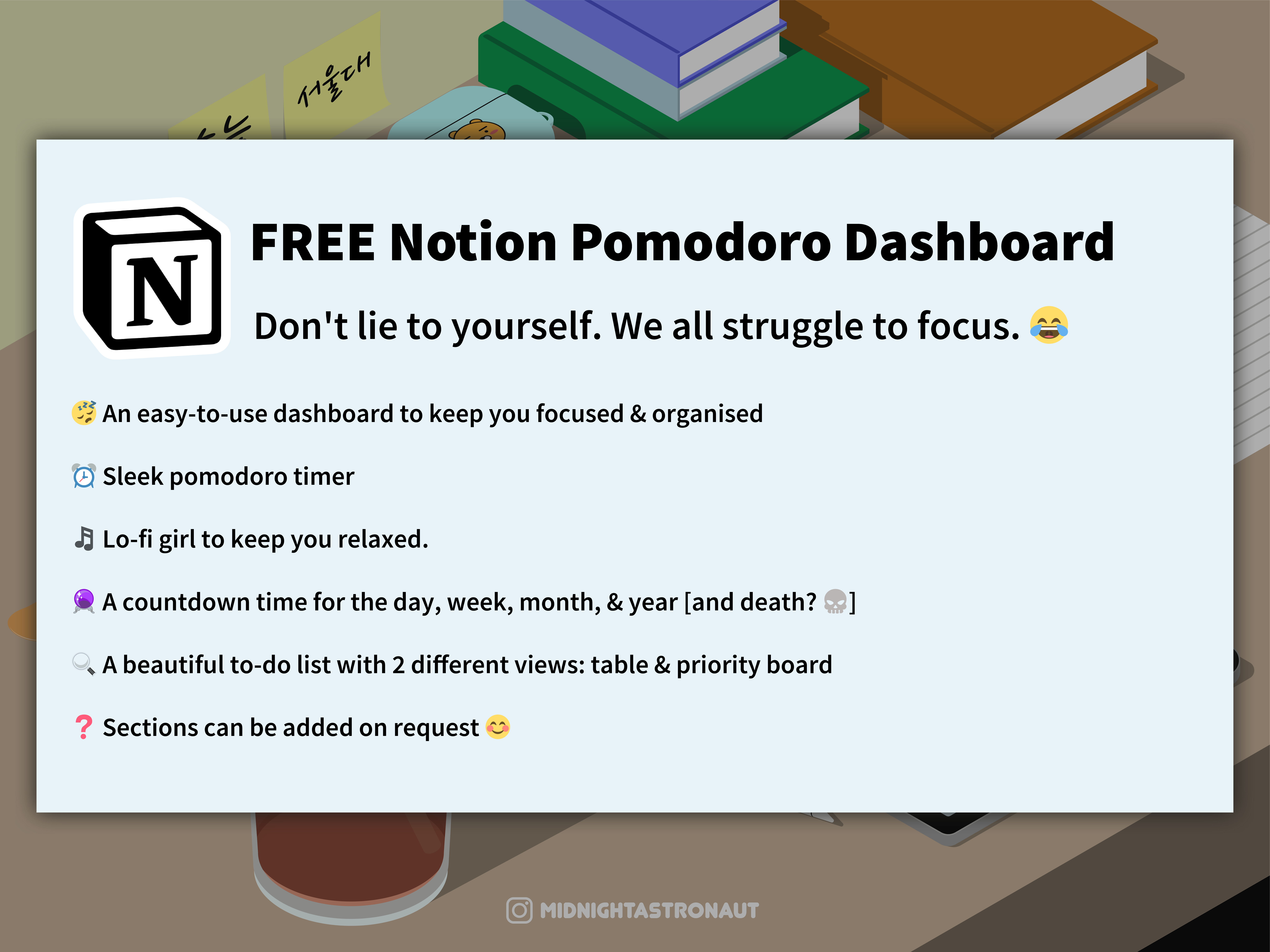 FREE Notion Pomodoro Dashboard media 3