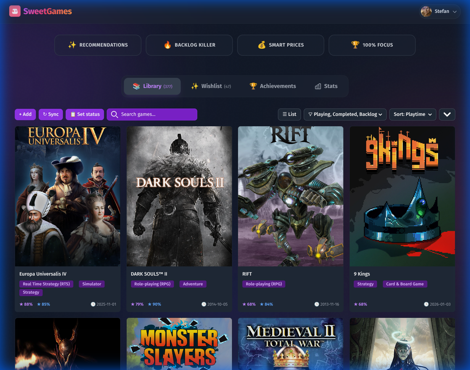 SweetGames - Screenshot 3 showing product features and functionality