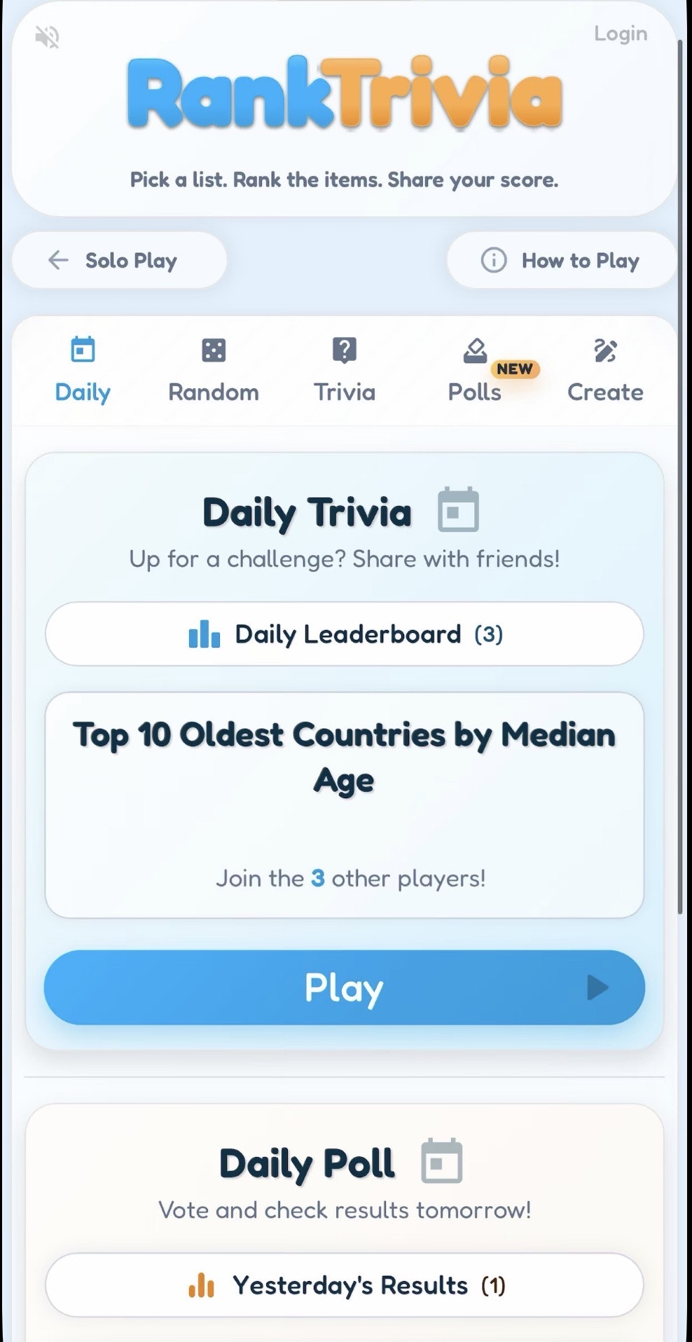 RankTrivia Trivia & Polls gallery image