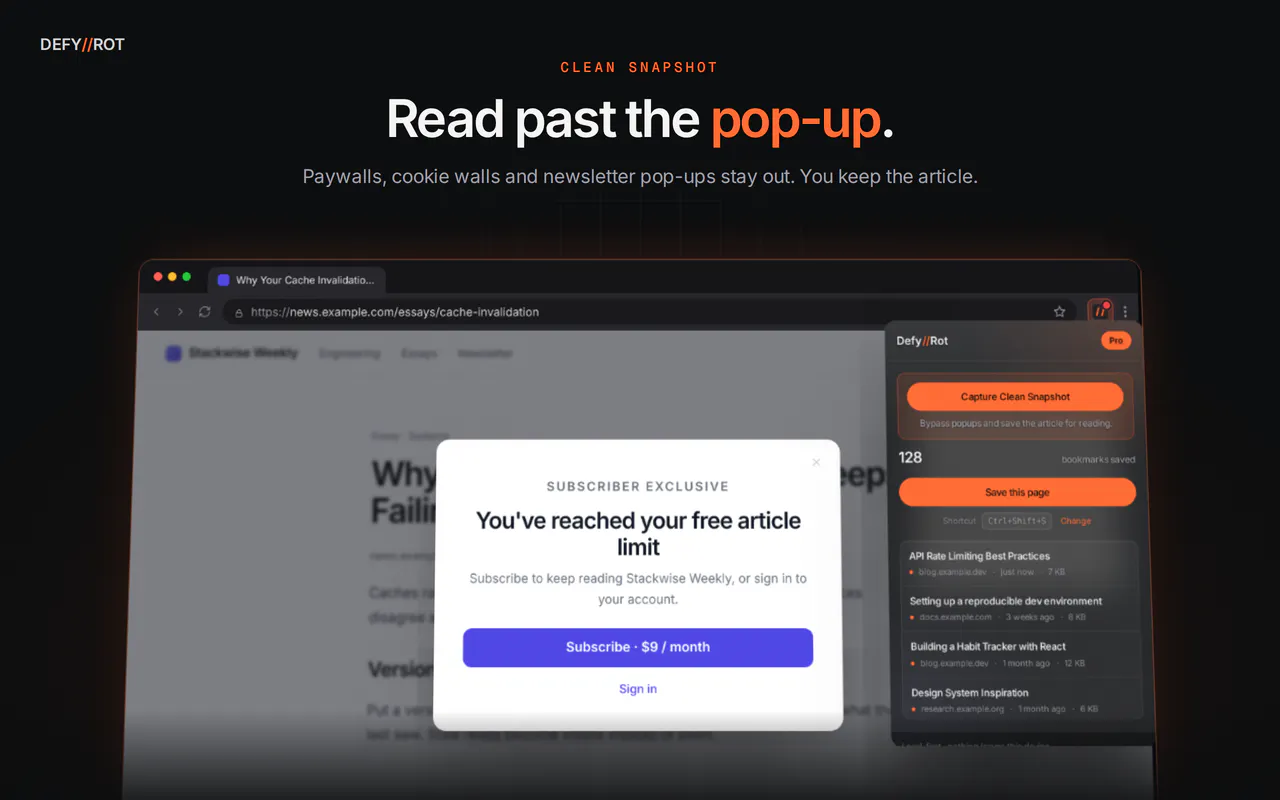 DefyRot — Never lose a reference link. gallery image