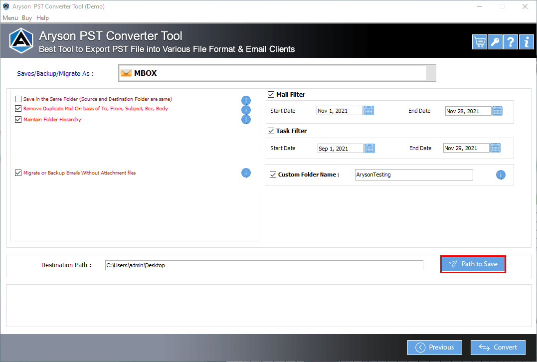 Convertitore di file PST Aryson media 6