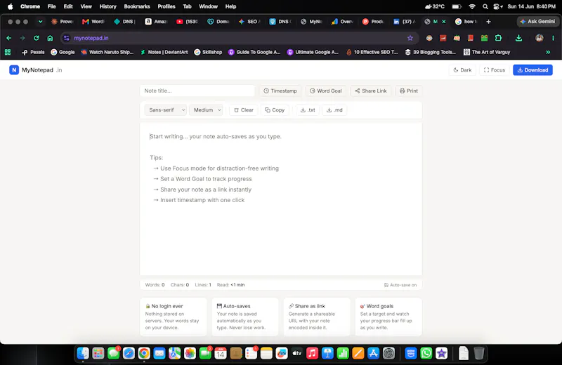 MyNotepad.in screenshot 2