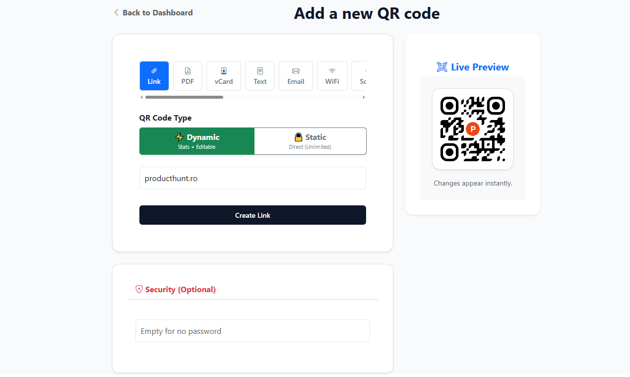 I NEED QR CODE - Main product screenshot demonstrating key features and user interface