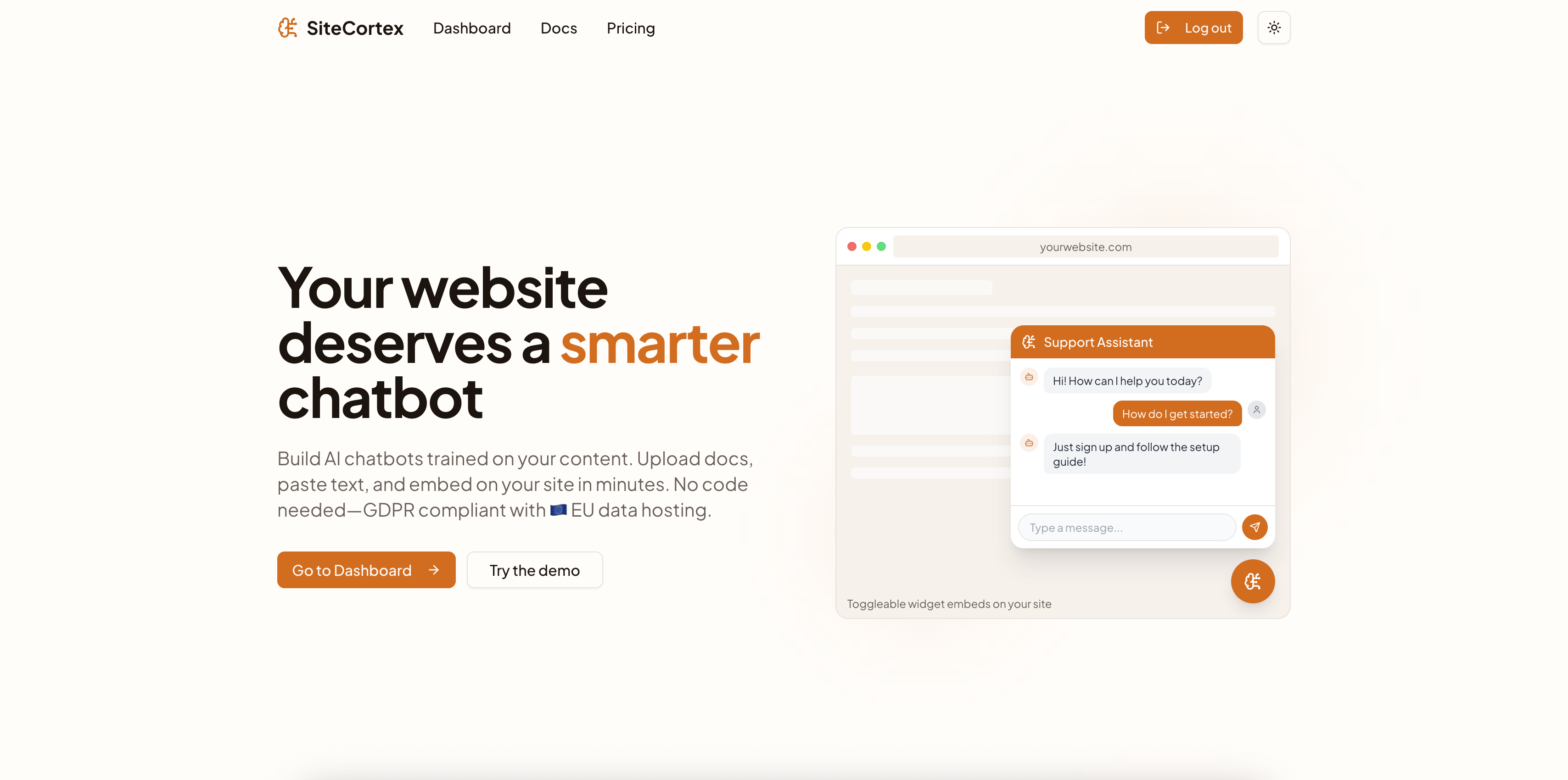 SiteCortex - Main product screenshot demonstrating key features and user interface