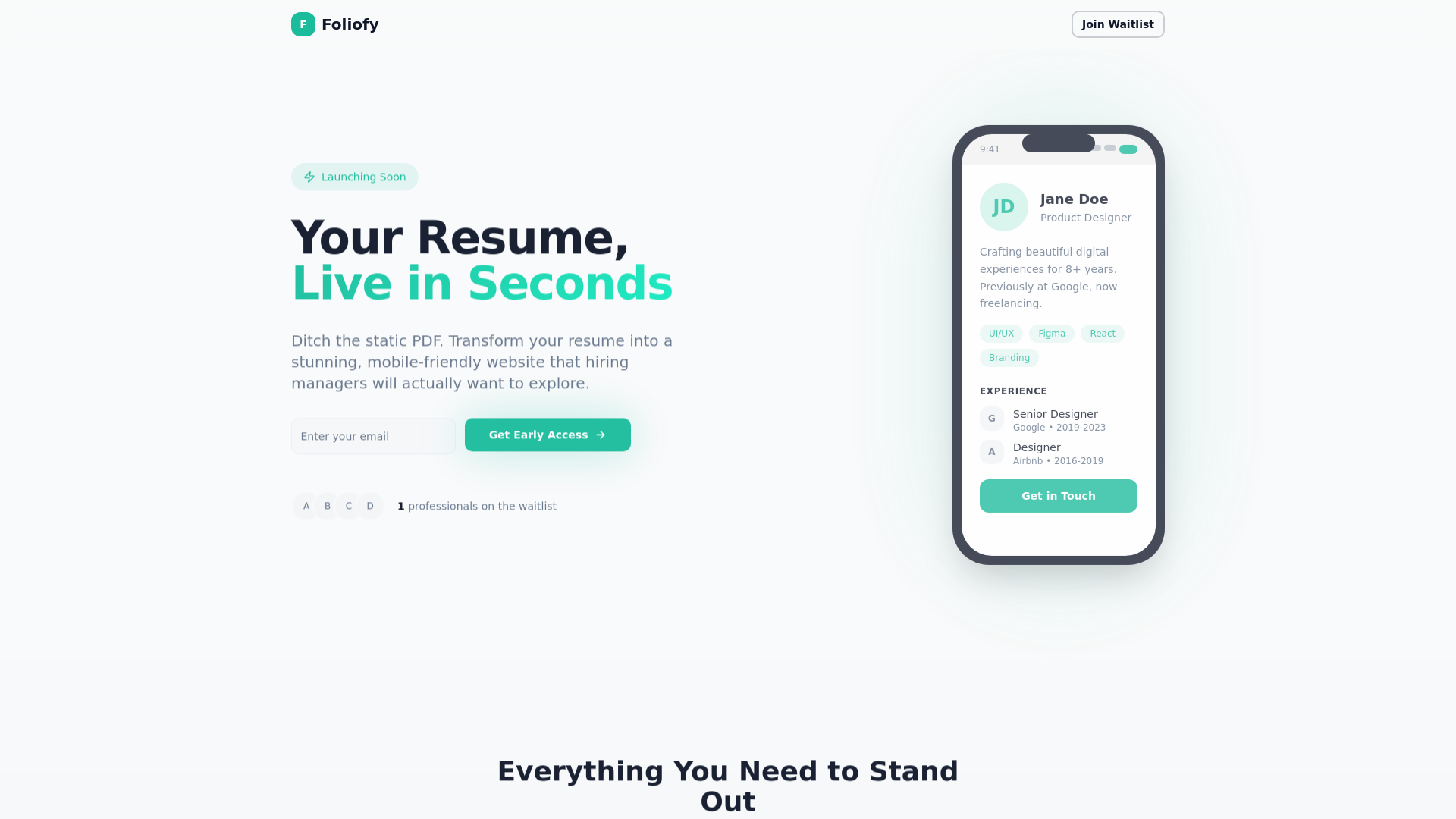 Foliofy - Main product screenshot demonstrating key features and user interface