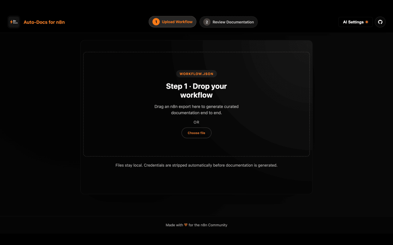 8n Docs - Main screenshot showing features and interface