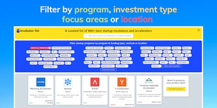 Incubator List gallery image