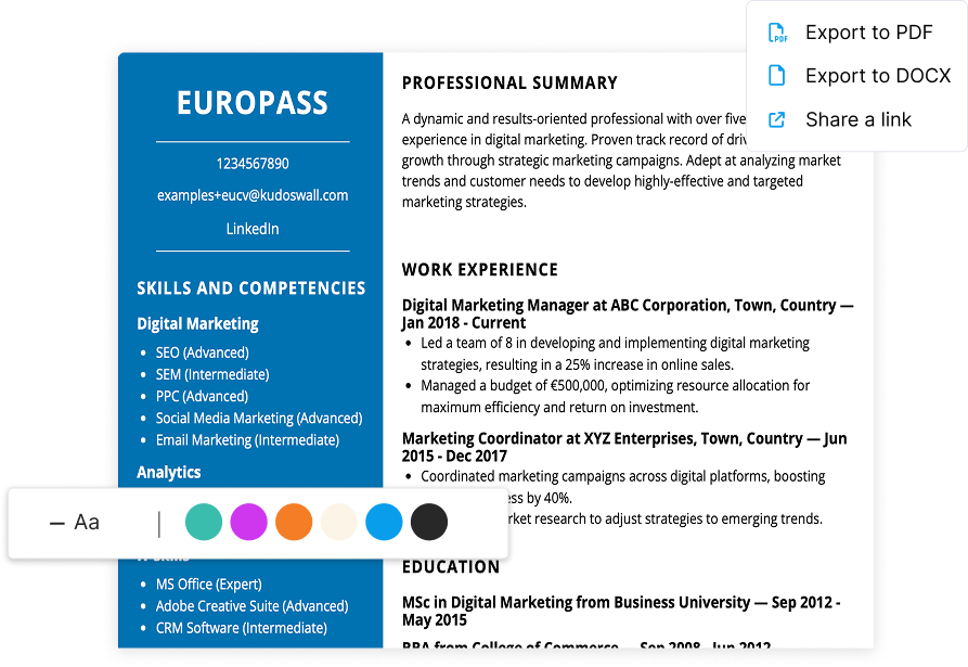 KudosWall Europass CV Builder gallery image