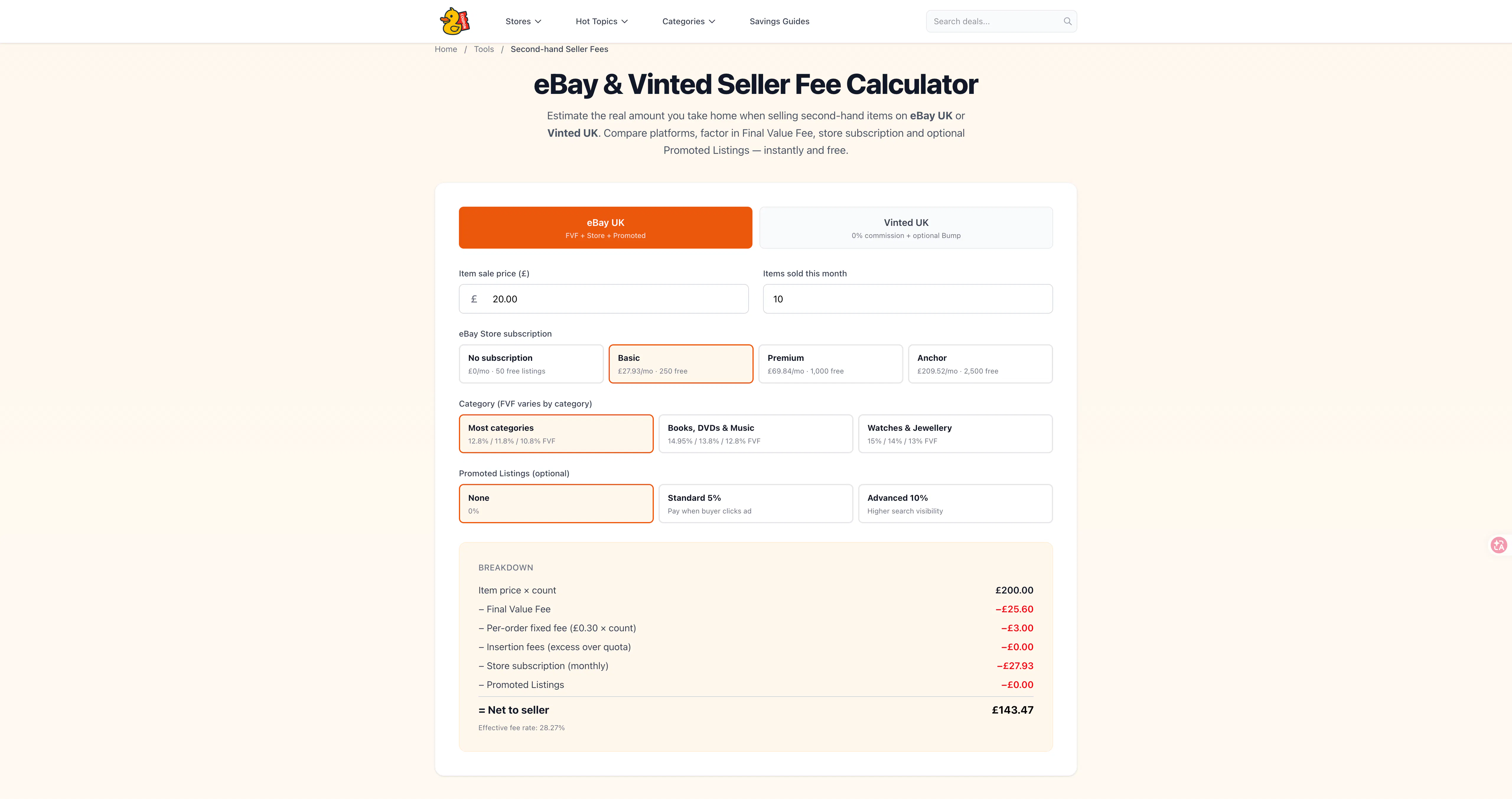 UK Seller Fee & VAT Calculator gallery image