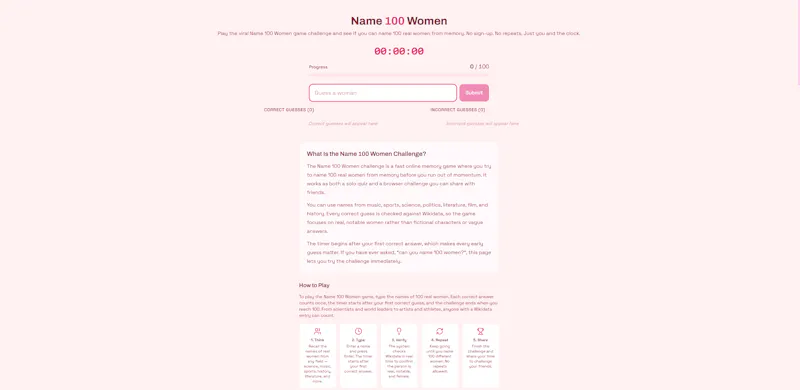 Name 100 Women screenshot 2