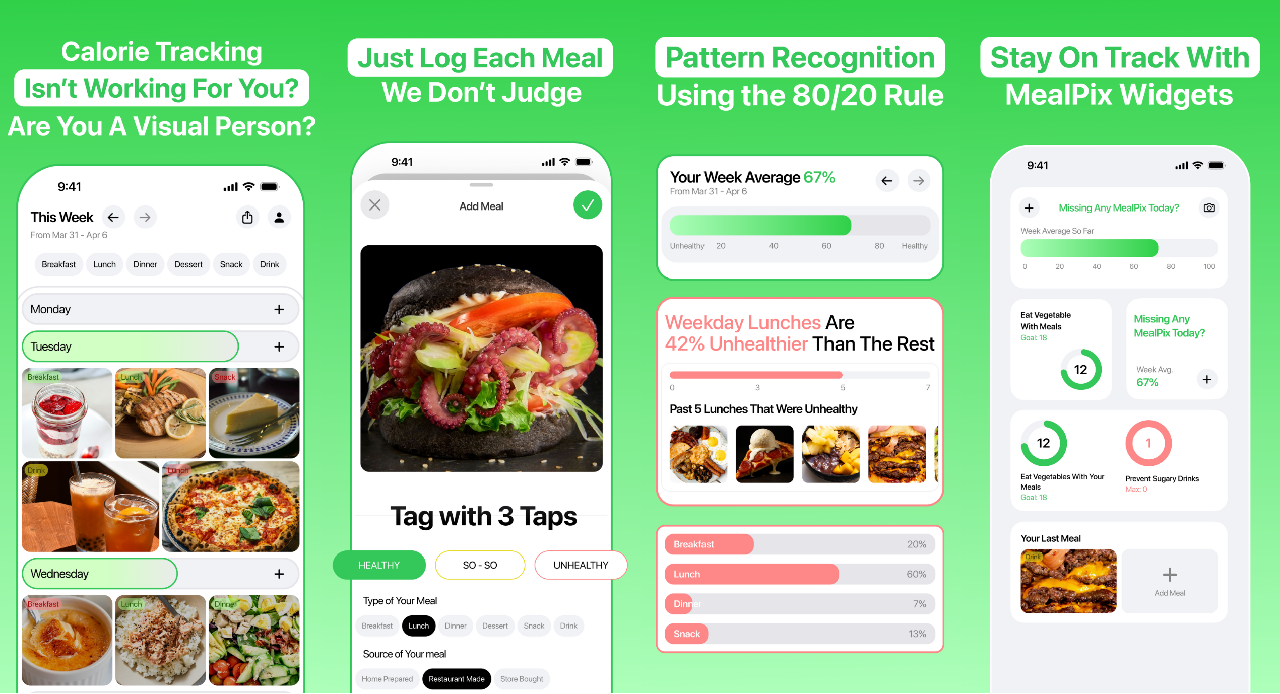 MealPix: Visual Food Diary & Journal - Main product screenshot demonstrating key features and user interface