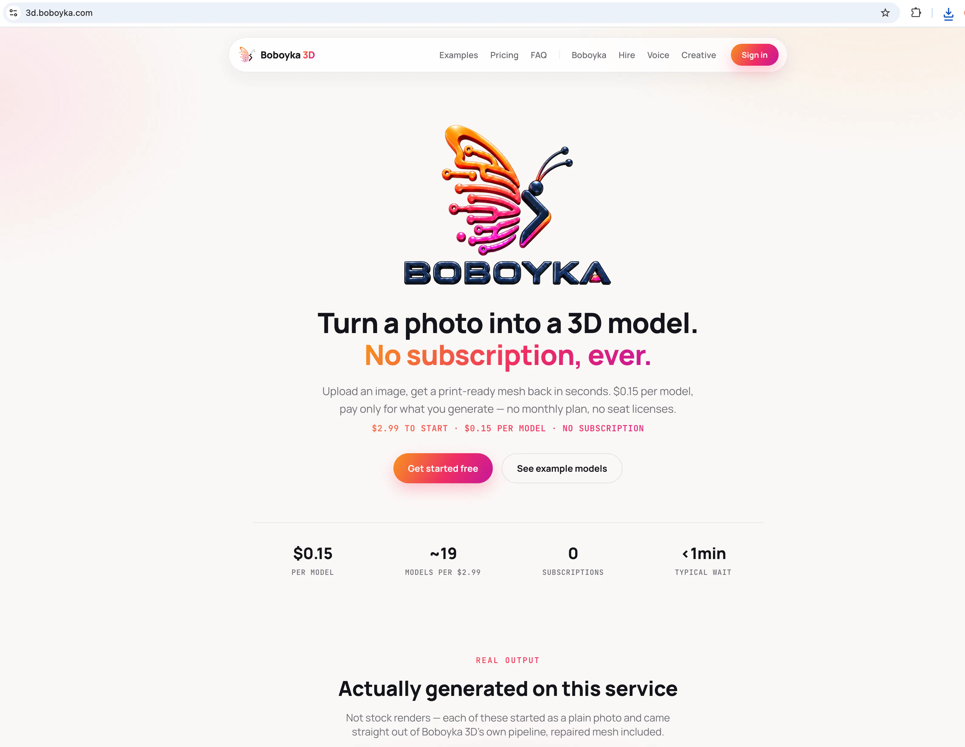 Boboyka 3D - Img-to-3D generator API gallery image