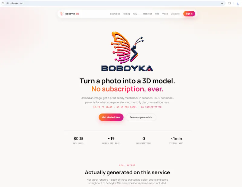 Boboyka 3D - Img-to-3D generator API screenshot 2