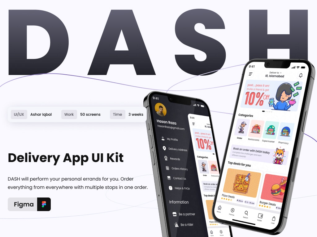 Dash - Kit d'interface utilisateur de l'application de livraison media 1