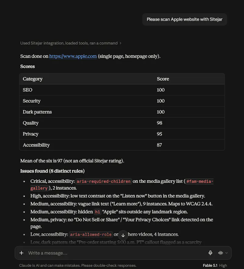 Sitejar MCP Server screenshot 1