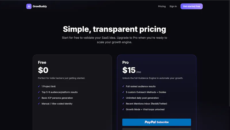 GrowBuddy — Build Your SaaS Identity screenshot 2