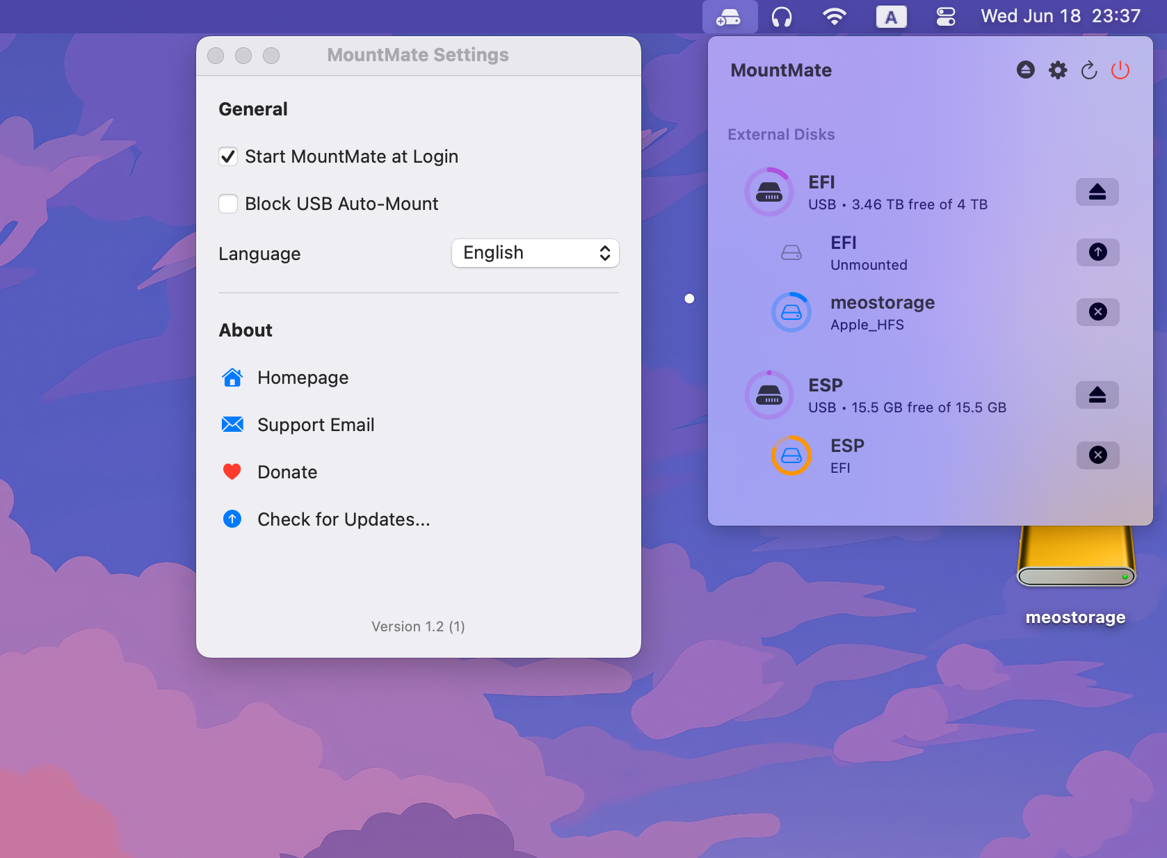 Mountmate - Una semplice app per barre del menu macOS per gestire le unità esterne media 4