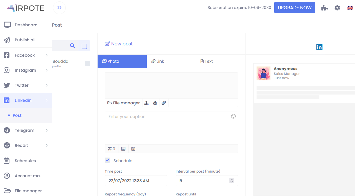 Airpote for social media auto posts ! gallery image