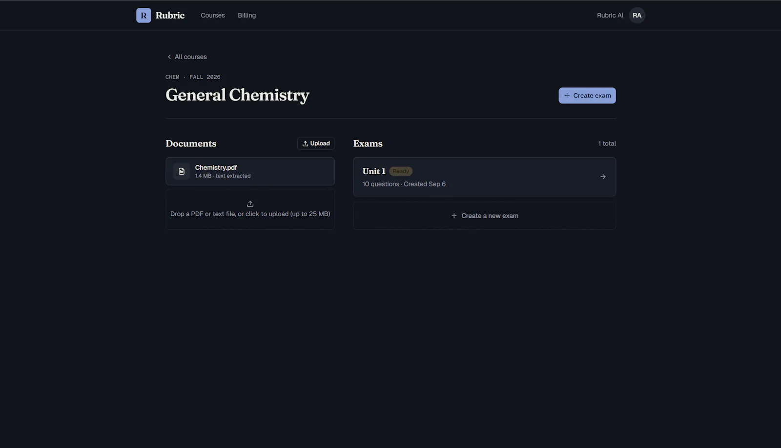 Rubric AI Exams screenshot 1