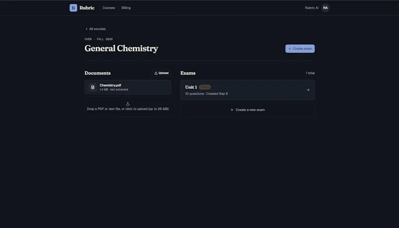 Rubric AI Exams screenshot 1