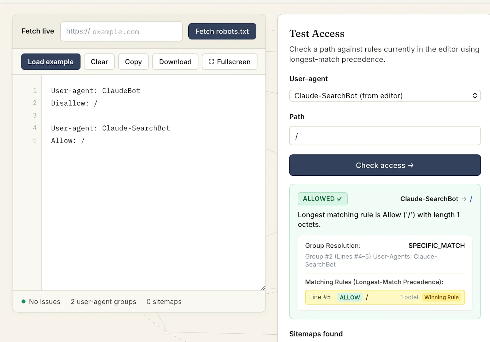 Robots.txt Editor & Validator screenshot 2