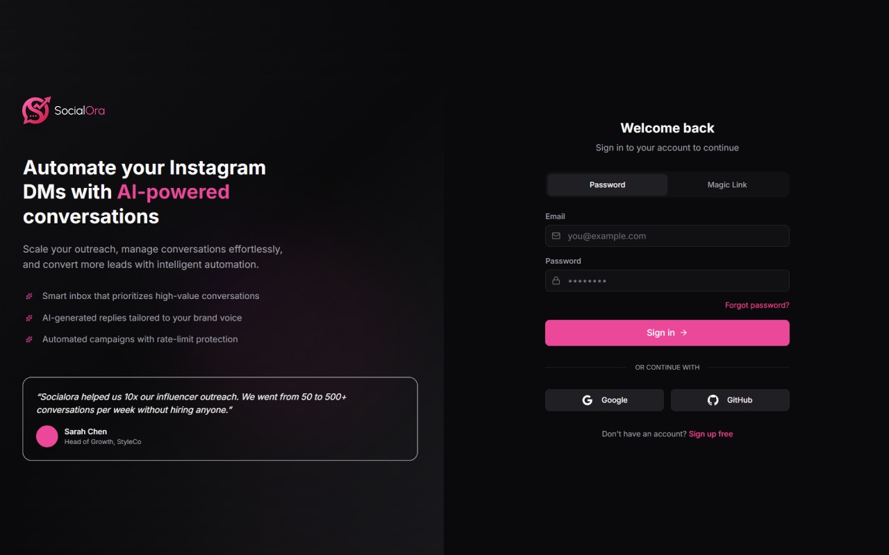 Socialora - Screenshot 4 showing product features and functionality