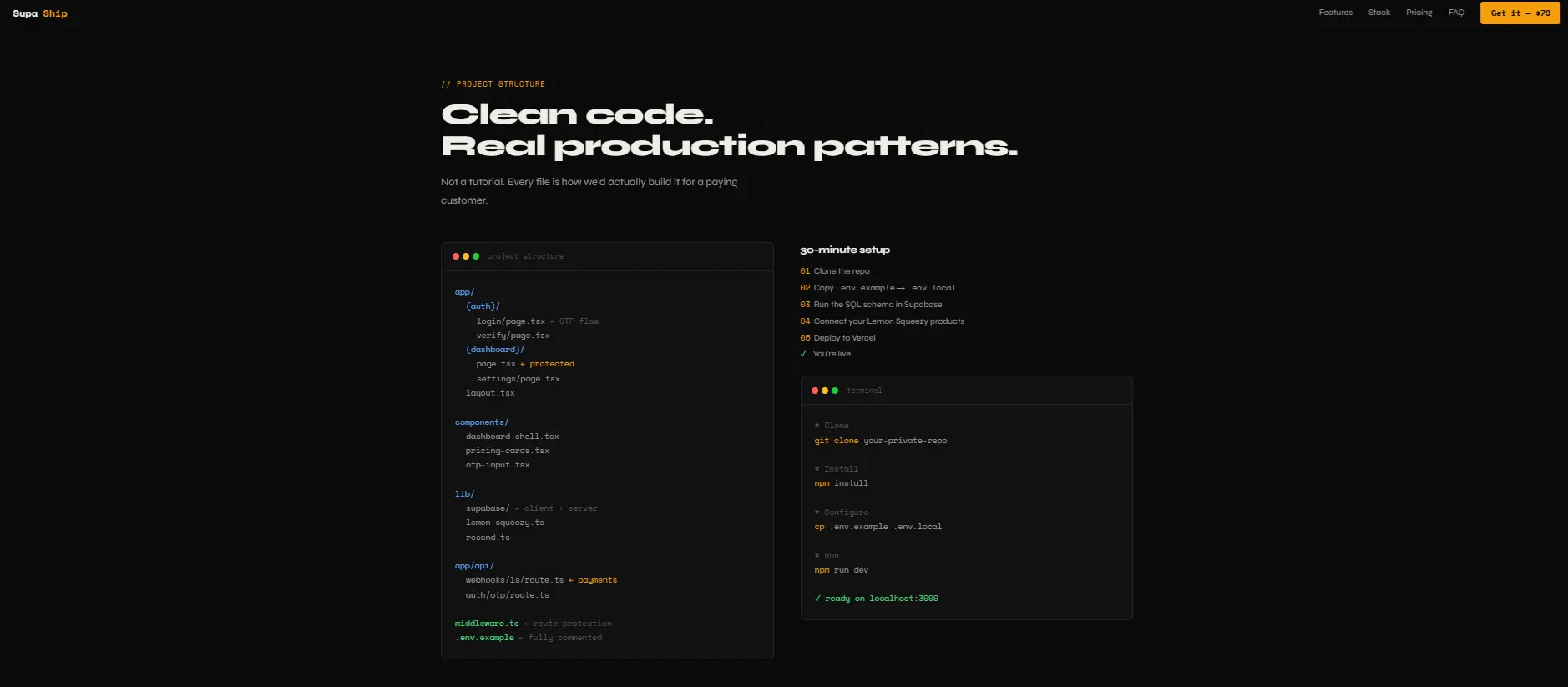 SupaShip — Next.js SaaS Boilerplate 專案橫幅