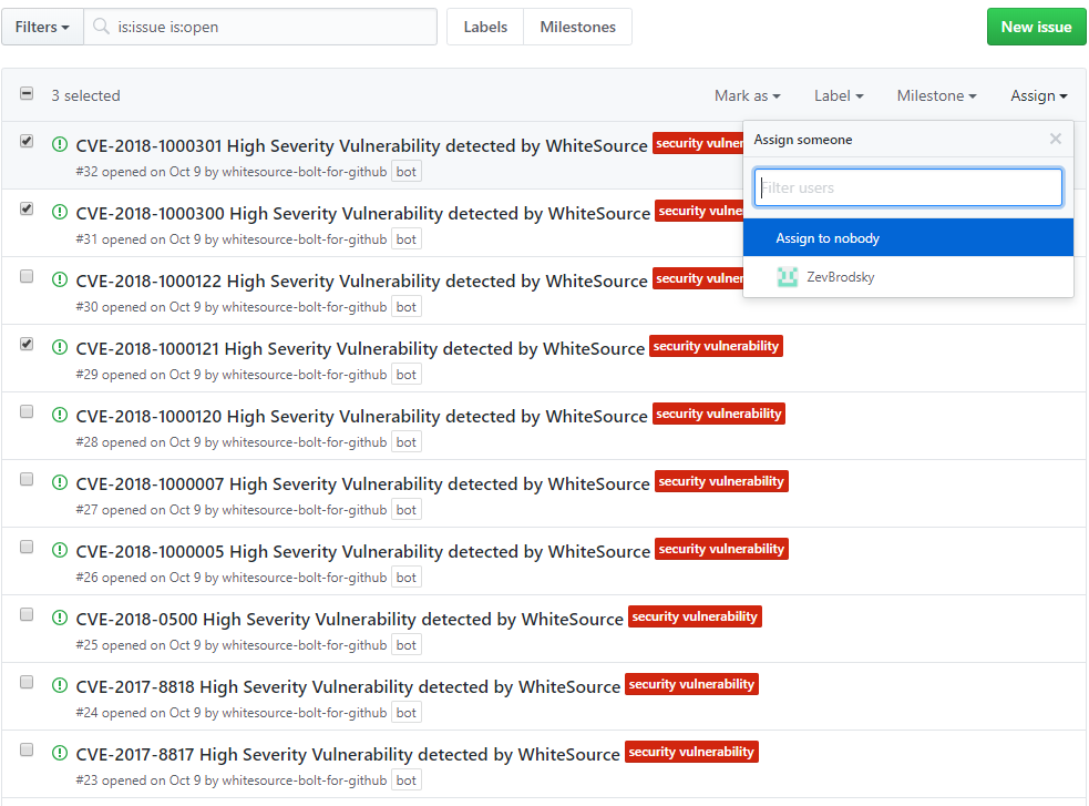 WhiteSource Bolt for GitHub gallery image